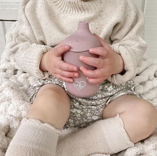 Miniatura 6 de Vasos de silicona para bebés, tapa confiable, taza de entrenamiento irrompible de 6 onzas (boquilla rosada)