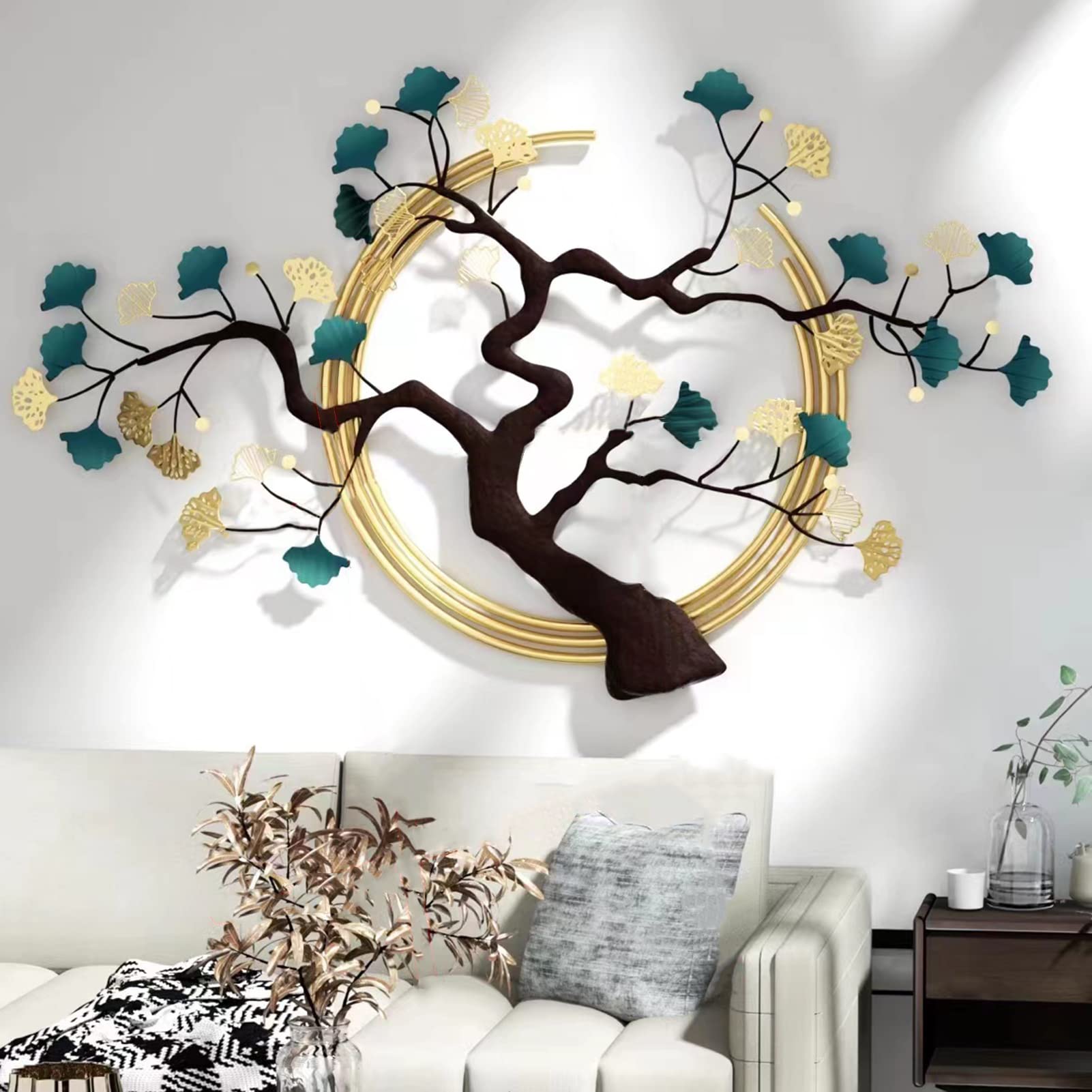 Décoration murale 3D en métal HOMCOM, feuille de ginkgo dorée, 138 x 70 cm | Leroy Merlin