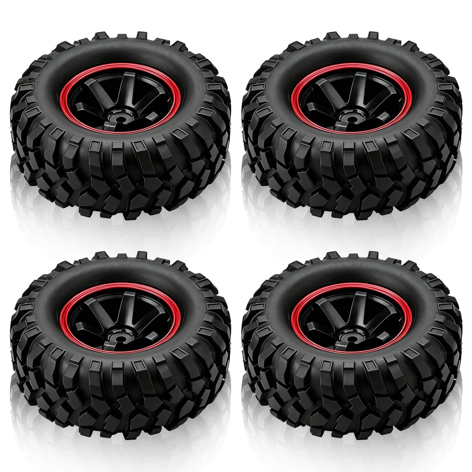 Agatige Pneu De Voiture RC, 4 Pièces De Pneus De Roue en Caoutchouc avec Moyeux pour Voiture De Camion Tout-Terrain sur Chenilles RC à L'échelle 1/10 Agatige Pneu De Voiture RC, 4 Pièces De Pneus De Roue en Caoutchouc avec Moyeux pour Voiture De Camion Tout-Terrain sur Chenilles RC à L'échelle 1/10