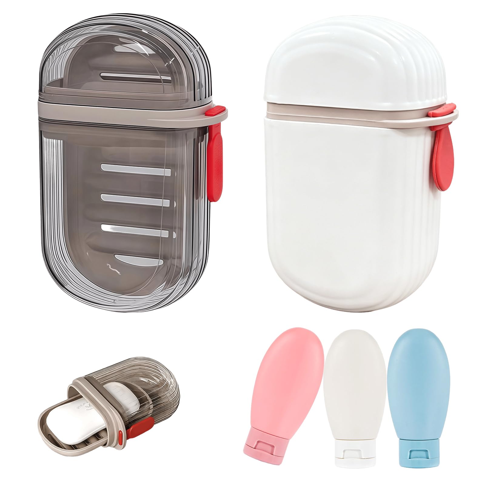 Heropen 5PCS Waterproof Portable Travel Soap Case & Travel Toiletry Bottle