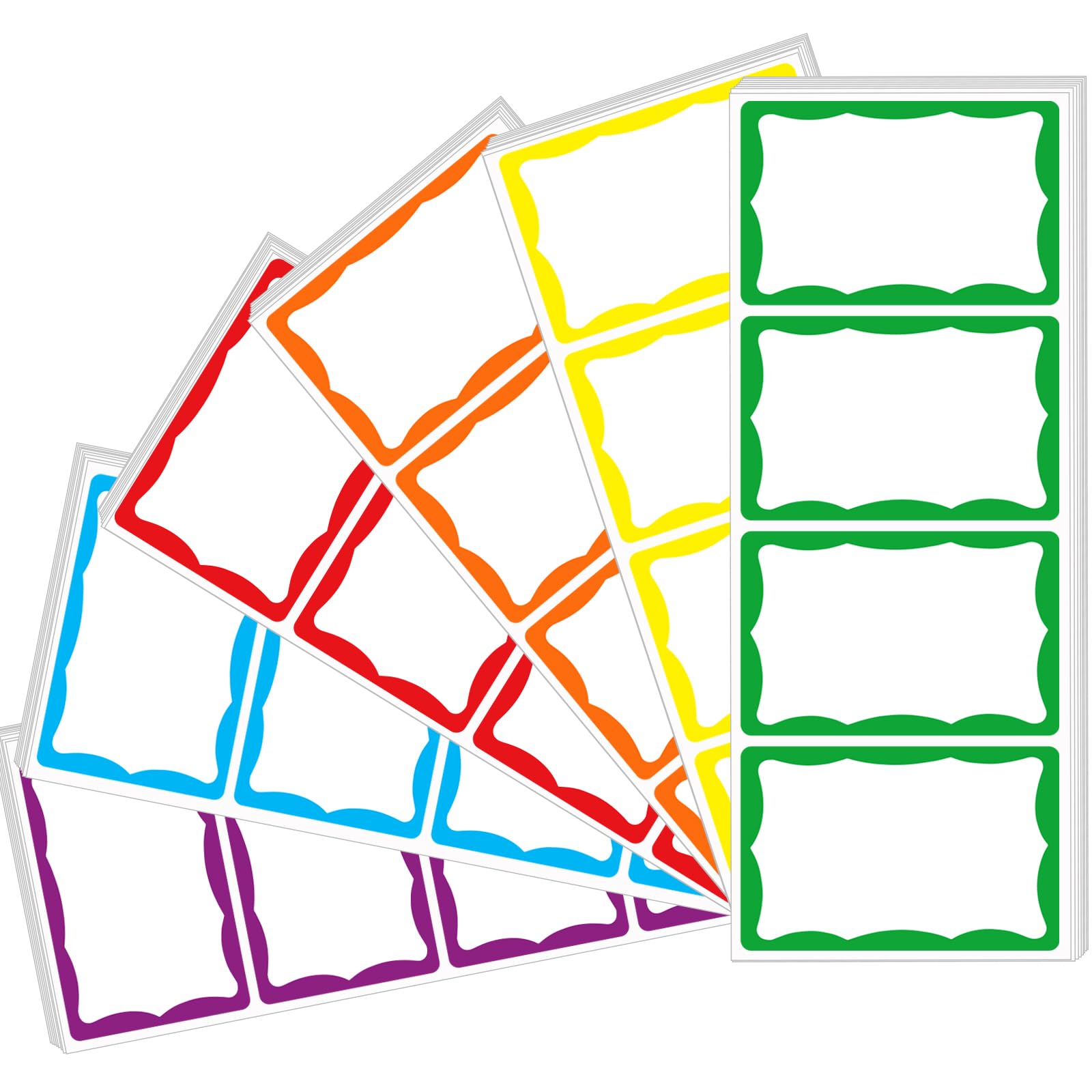 6 etiquetas adhesivas de nombre de colores clásicos, 240 calcomanías impermeables de 3 1/2 x 2 1/4 etiquetas de nombre para oficin