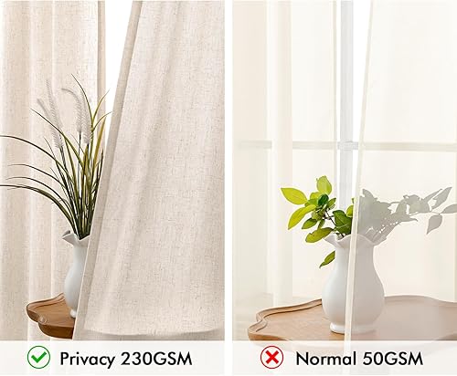 Miniatura 4 de MIULEE 2 paneles de cortinas de lino de privacidad que no se transparentan, cortinas filtrantes de luz, cortinas texturizadas con pestaña trasera,