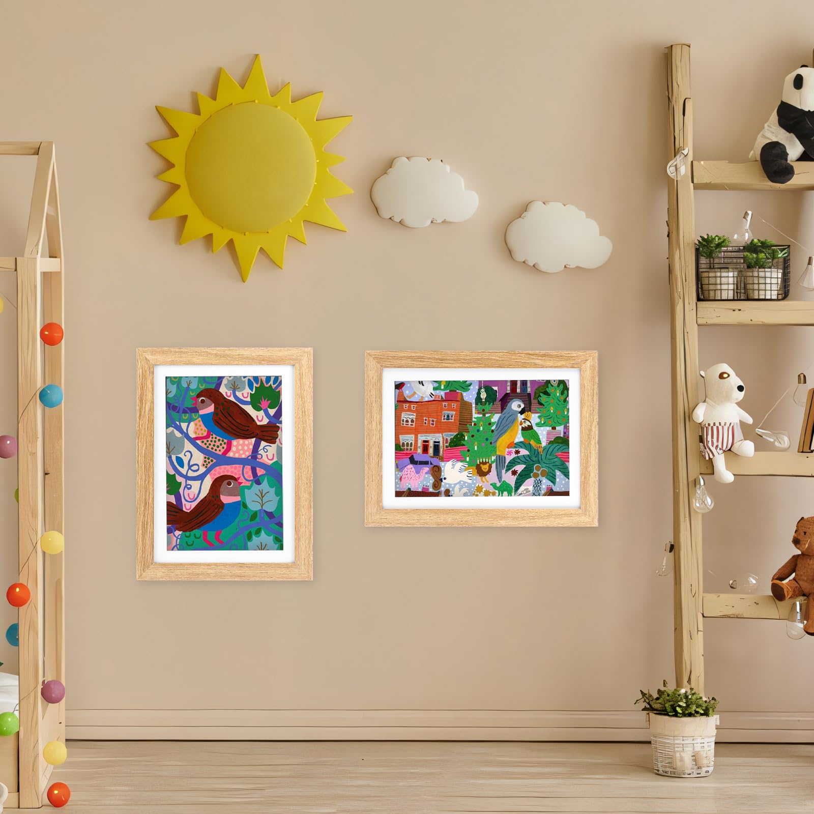 3 marcos de fotos infantiles A4, apertura frontal para niños, marco de fotos para niños, A4, plegable, marco de fotos para niños, marco de fotos rellenable, madera