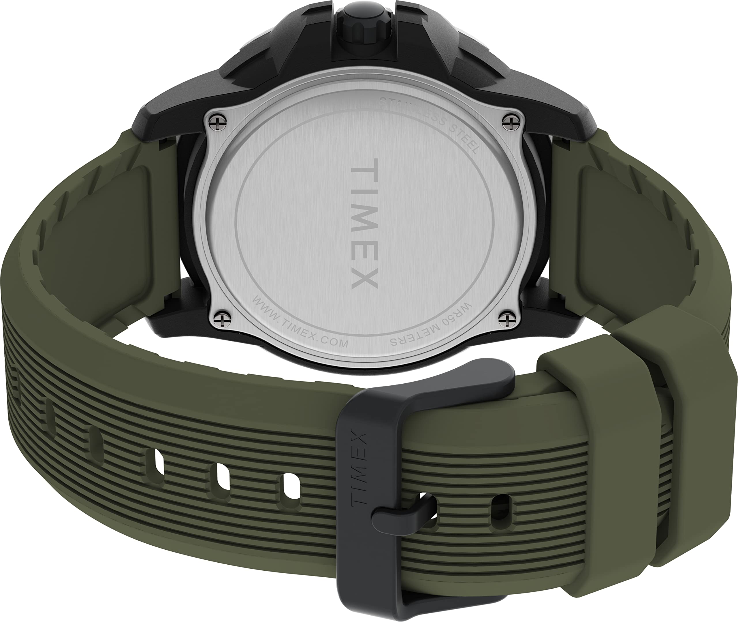 Timex Men's Expedition Gallatin 44mm Watch – Black Case Green Dial with Green Silicone Strap