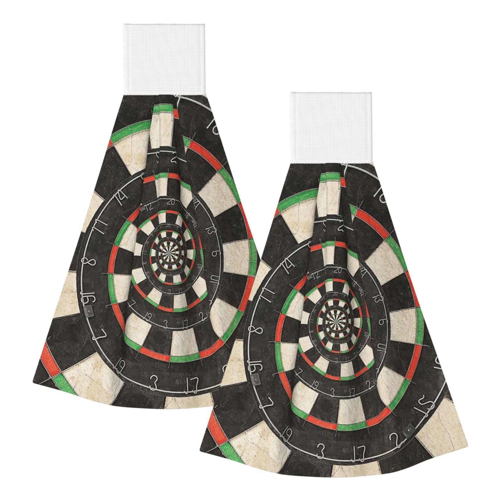 DOPKLNA Spiral Dart Board Droste, 2 Pcs Hanging Coral Fiber Hand Towels for Bathroom, Absorbent Kitchen Towels