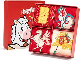 Chinese New Year Red Socks for Men Women, 4 Pairs 2026 Year of the