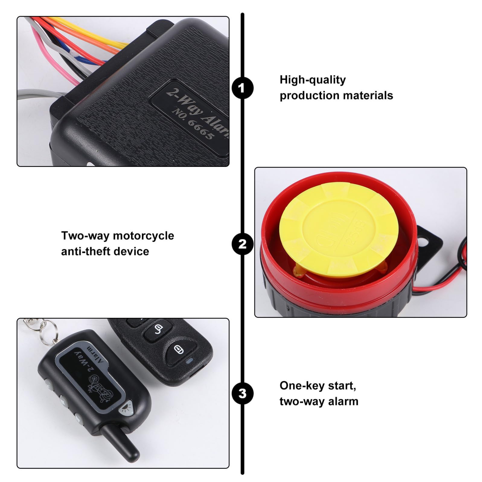 INOOMP Système D'alarme Alarme Anti-Ouverture à Distance pour Moto et Motorbike Bidirectionnel Abs Cuivre Petite Taille Alarme de Vibration pour Usage Extérieur