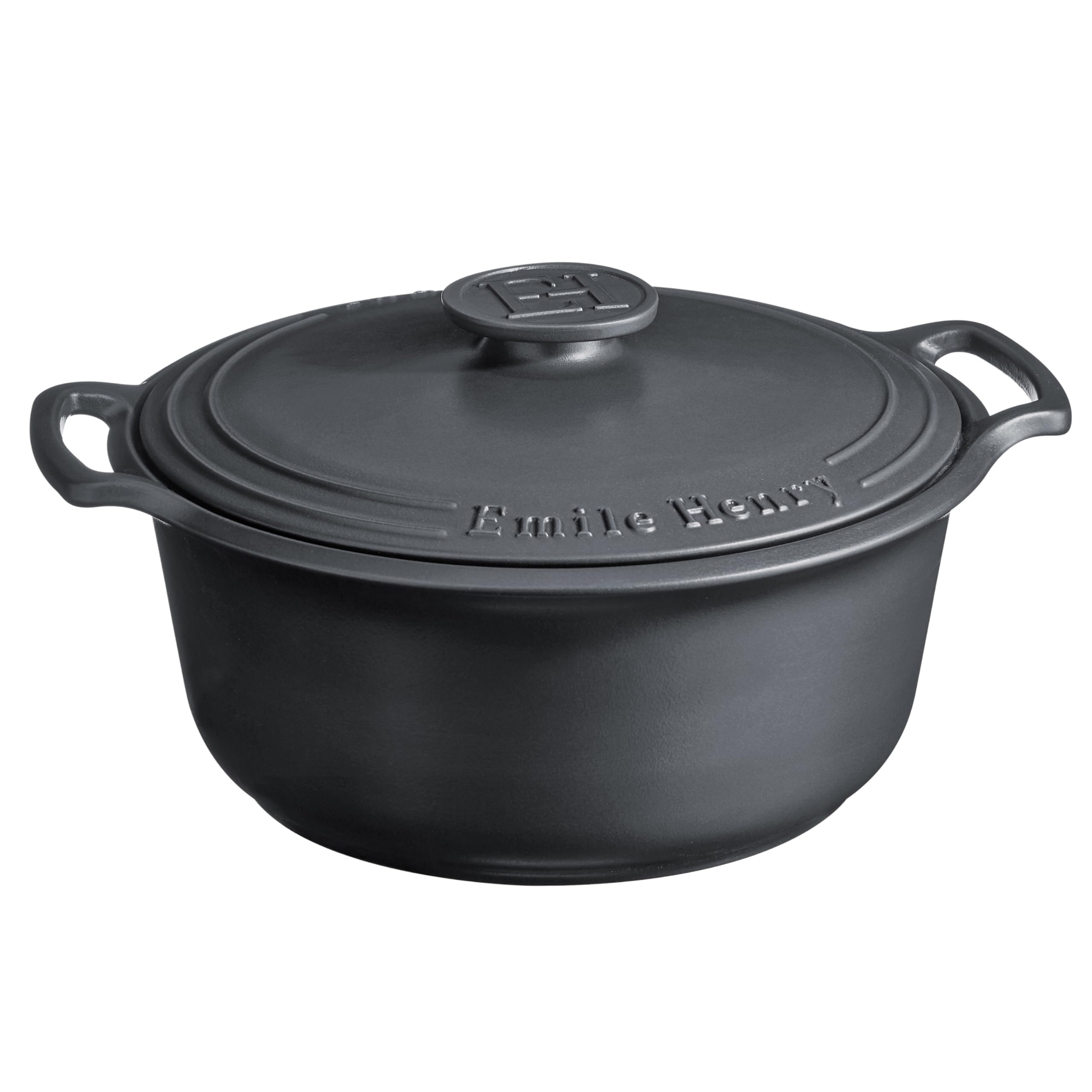 Emile Henry Made in France SUBLIME Ceramic 6 qt. Round Dutch Oven, Graphite