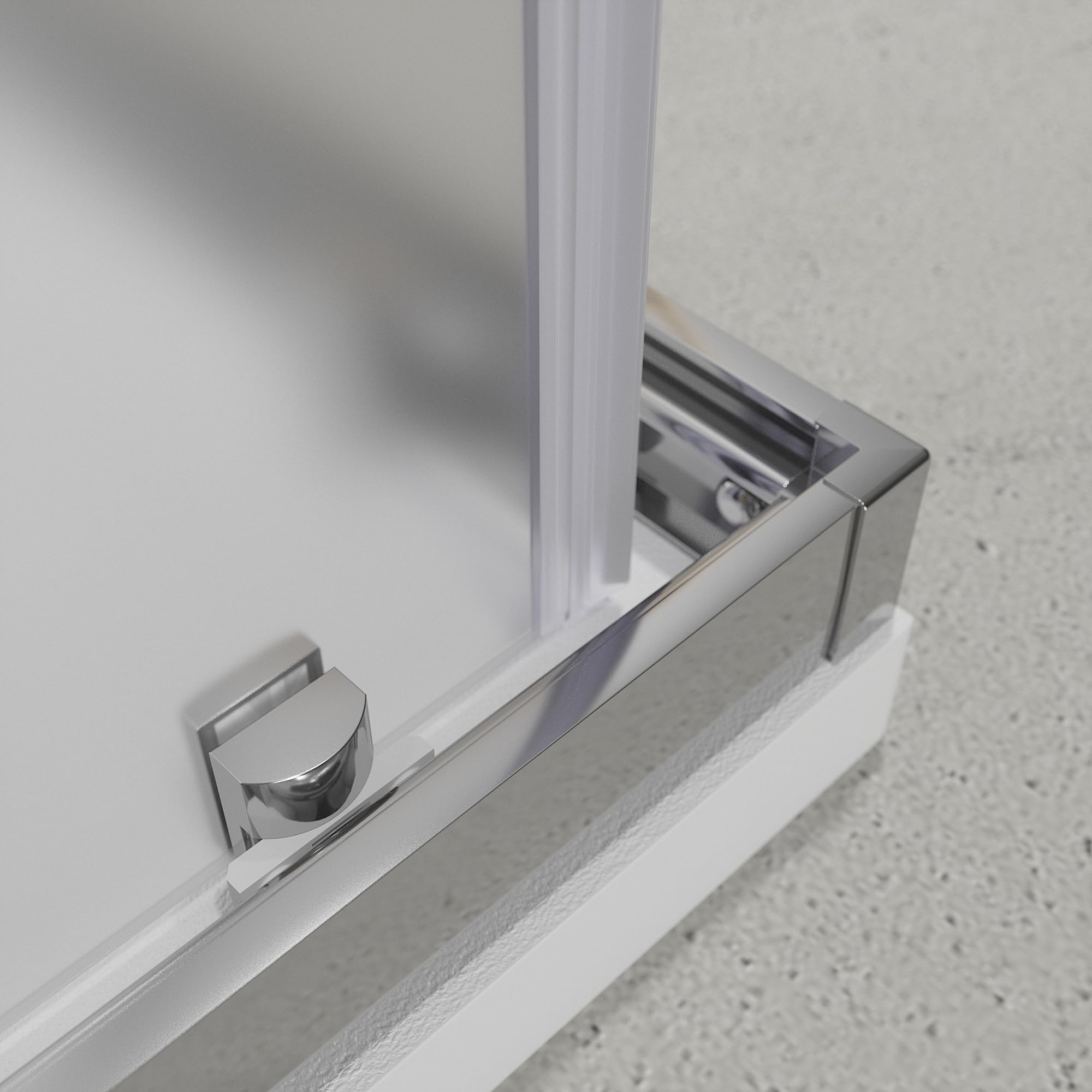 Cabina de ducha cromada de 3 lados 70 x 120 x 70 cm con doble corredera de 190 cm de altura y cristal templado mate de 6 mm perfiles de aluminio cromado modelo Tremiti