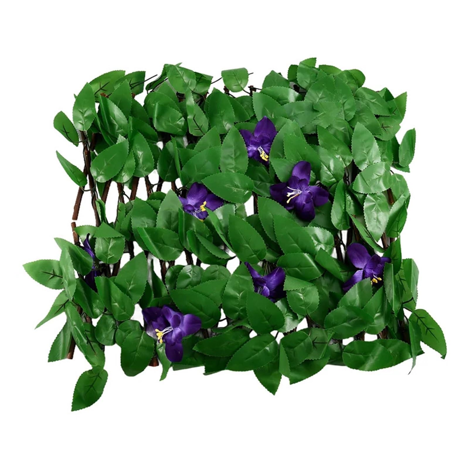Adjustable Retractable Fence Expanding Trellis Decorative Garden Panel Withviolet Flowers 40Cm