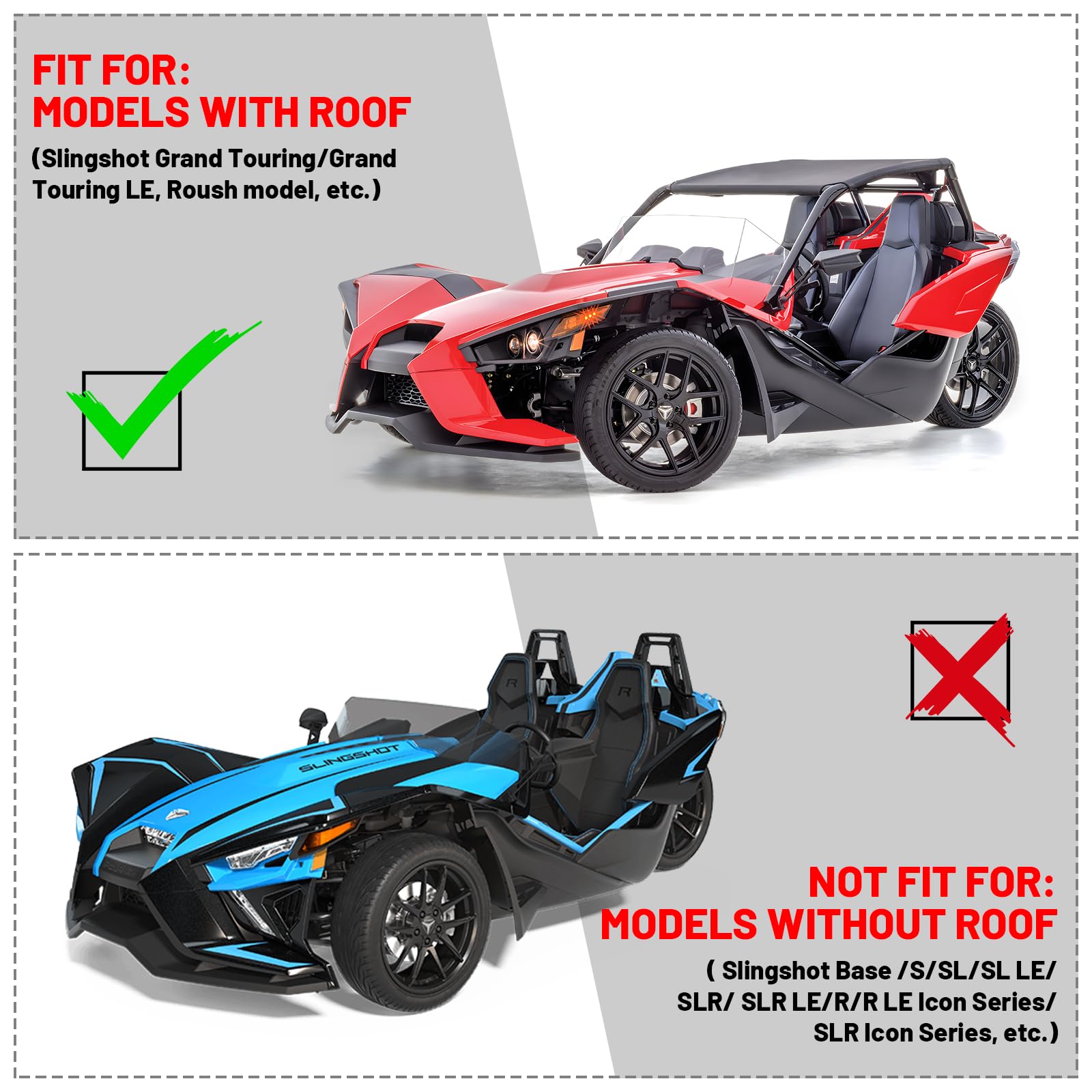 KEMIMOTO Allwetter-Abdeckung Für Polaris Slingshot – Wasserdicht, Windfest, Mit Reflexstreifen (240x198 Cm)