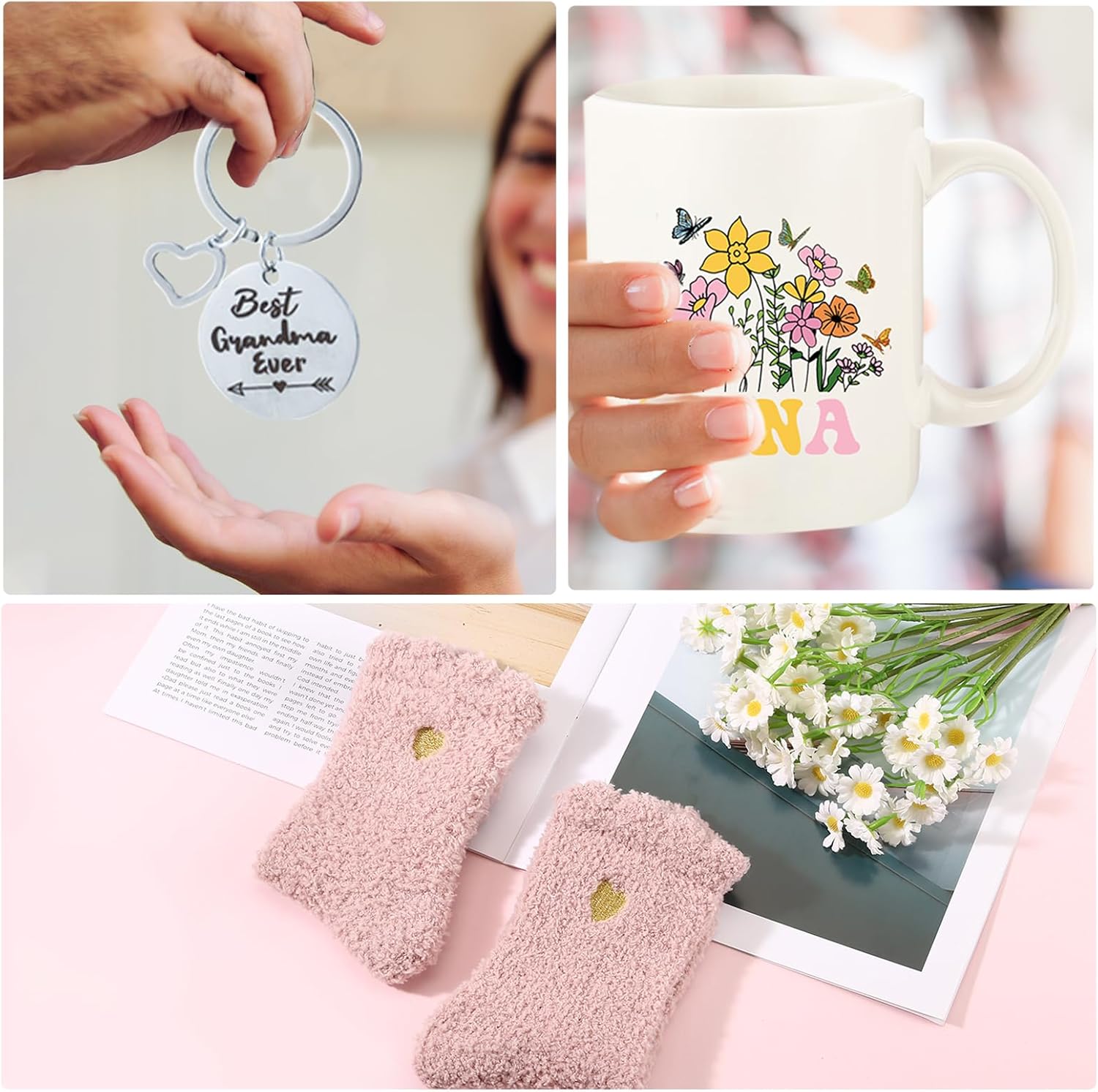Nana Gifts for Grandma, Grandma Christmas Gifts, Coffee Mug Set with Keychain Socks - Image 4