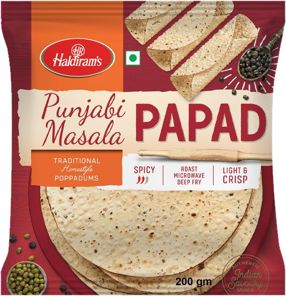 Haldiram's Punjabi Masala Papad 200g, Snack, Flavor