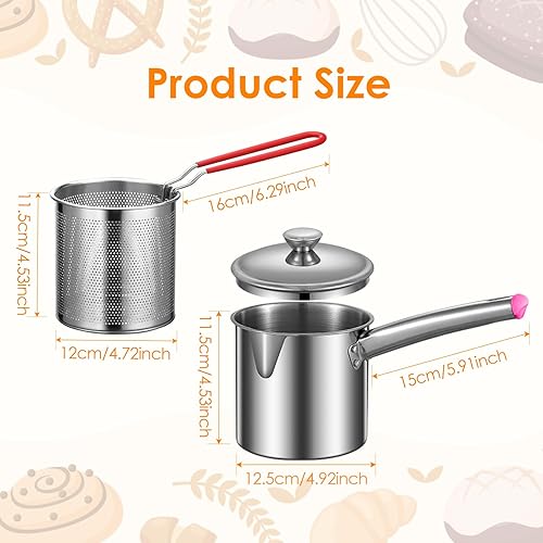 Miniatura 6 de Bothyi Olla para freír profunda, acero inoxidable, con cesta de filtro, antiadherente, práctica herramienta de cocina, olla de cocina para el hogar,