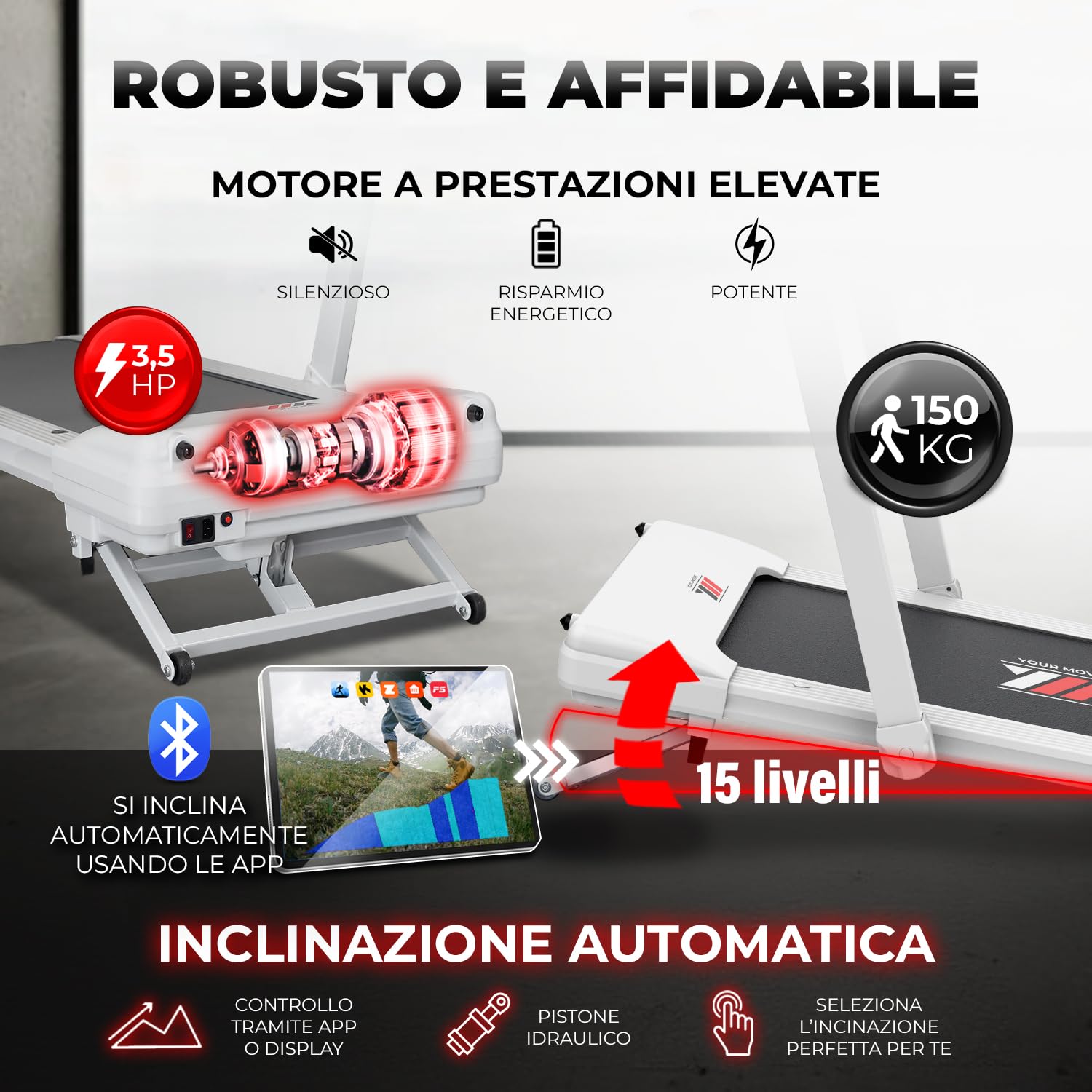 Treadmill YM Electric 18 km/h XXL Racing Surface - Dettaglio