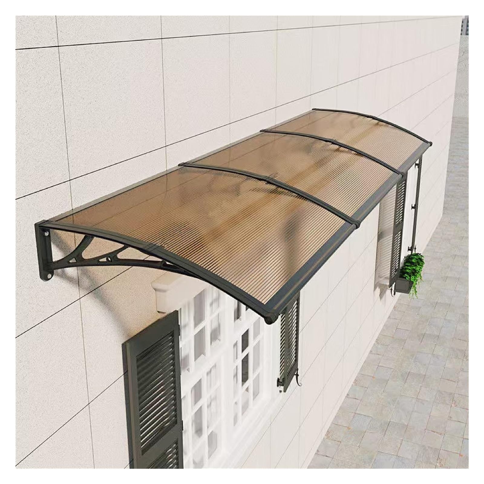 SHAARI Marquesina Puerta Soporte de aleación de Aluminio Policarbonato Placa de Cubierta, Fácil de Instalar, Protección contra los Rayos UV,(Black,80x100cm)