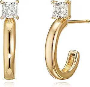 FETTERO Gold Hoop Earrings for Women, 14K Gold Plated Open C Shape Hoops Lightweight Chunky Gold Earrings, Hypoallergenic Gold Earrings for Women Ear Piercing Jewelry Gifts