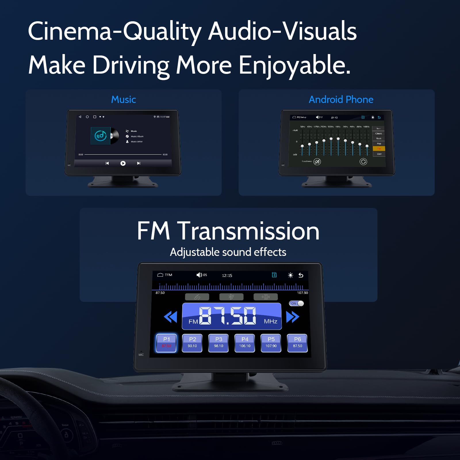 Haudio Schermo Per Auto,Carplay Wireless Andriod Auto,Touchscreen da 7 Pollici con 1080P Retrocamera Auto,Bluetooth|Mirror Link|AUX|FM Autoradio senza fili Compatibile con Tutti i Veicoli