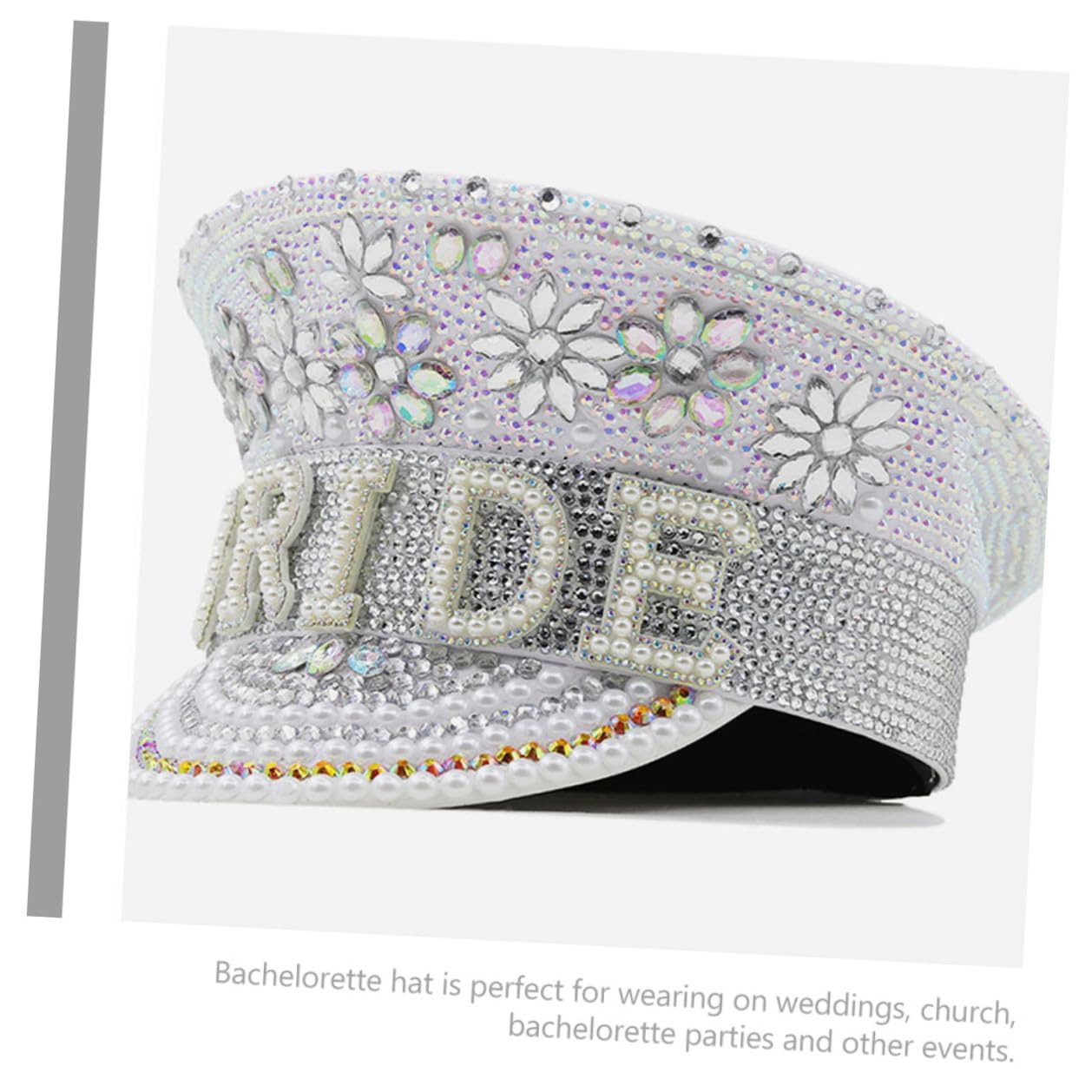 Sombrero de Novia Gemas de Imitación, Talla Única Ajustable, Gorra para Despedida de Soltera y Fiesta, Accesorio Elegante para Bodas y Celebraciones
