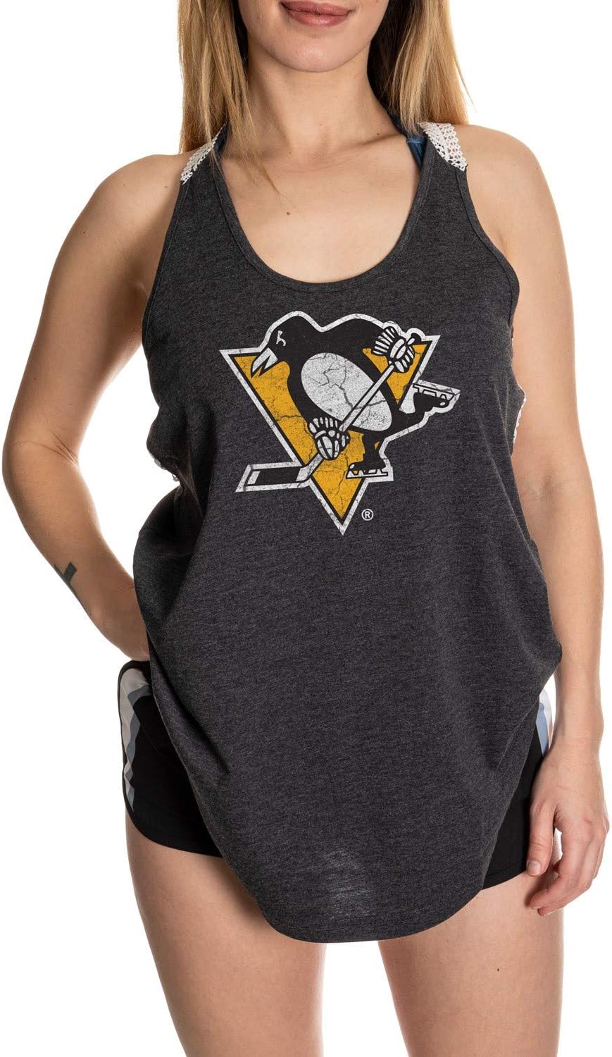 Calhoun NHL Ladies Flowy Racerback Crochet Lace Tank Top