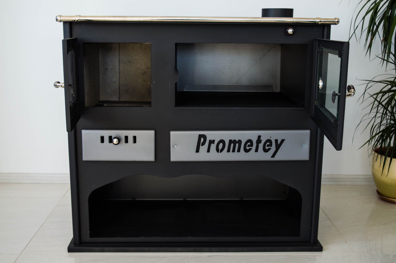 PROMETEY Poêle à bois cuisinière four 11 kW PRAKTIK LUX