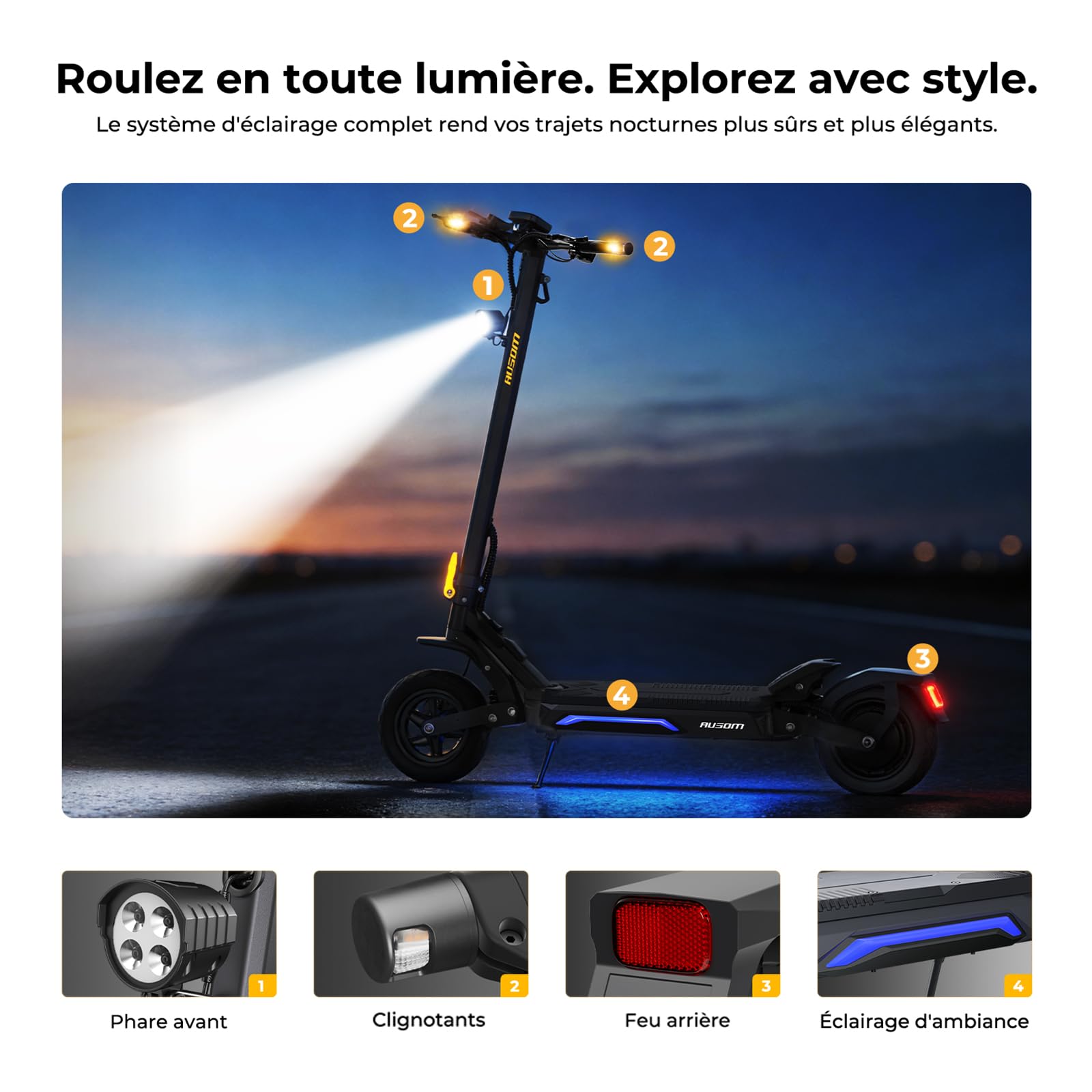 Ausom Gosoul 2 / L2 Max Trottinette Électrique Adultes, Autonomie 70KM/90KM, Freins à Disque avec E-ABS, Idéale pour Les Déplacements Urbains, 10" trotinette électrique Pliable Tout Terrain
