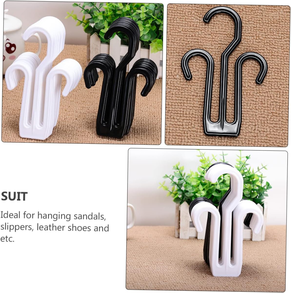 20pcs Plastic Dual Hook Hanging Shoe Drying Rack for Leather Sandals
