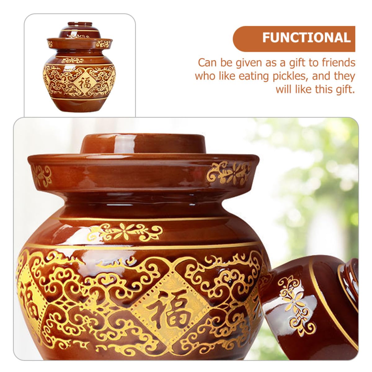 Alasum 1set Vaso per Sottaceti in Ceramica Spessa con Chiusura Ermetica Barattolo Tradizionale Cinese per Kimchi e Fermentazione per Cucina Ristorante e Conservazione Alimentare