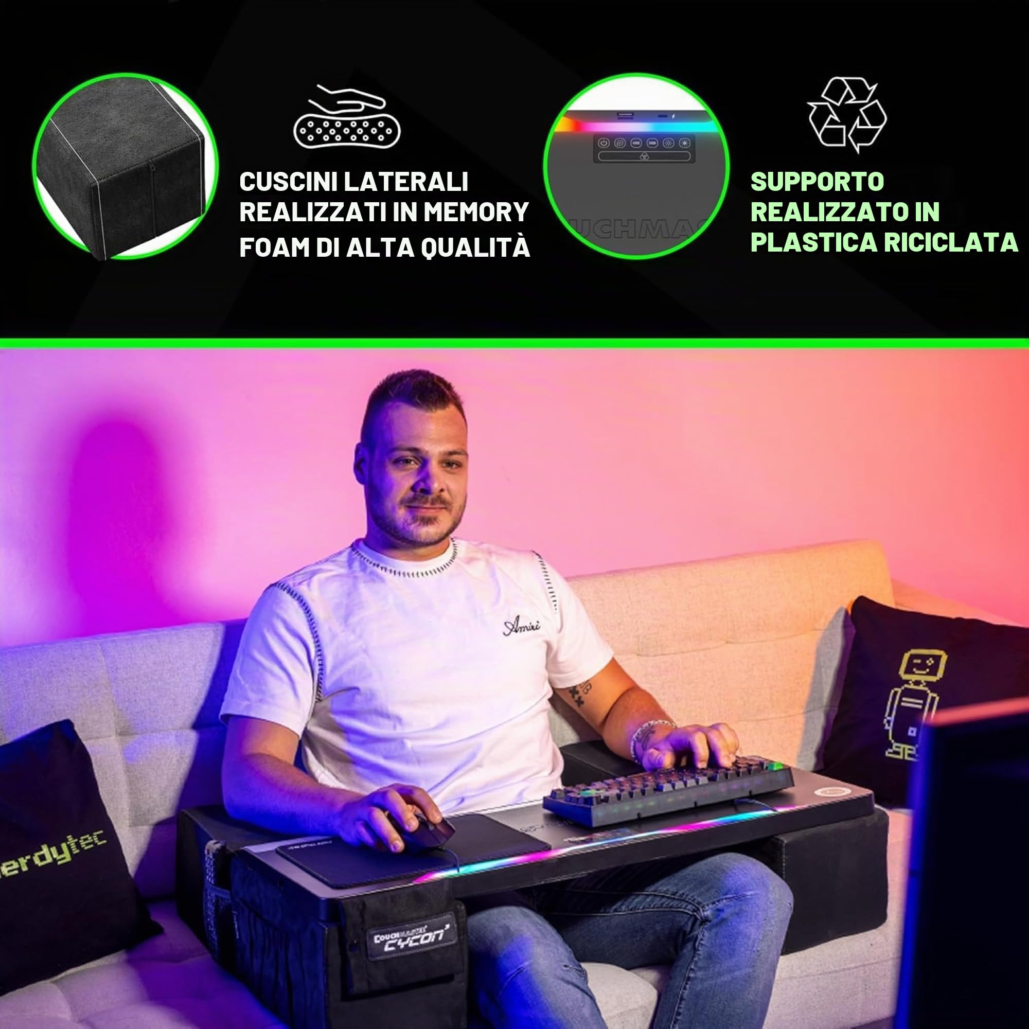 Couchmaster® CYCON² - Black Edition - gaming pad del divano per mouse e tastiera (per PC, PS4/5, XBOX One/Series X|S)