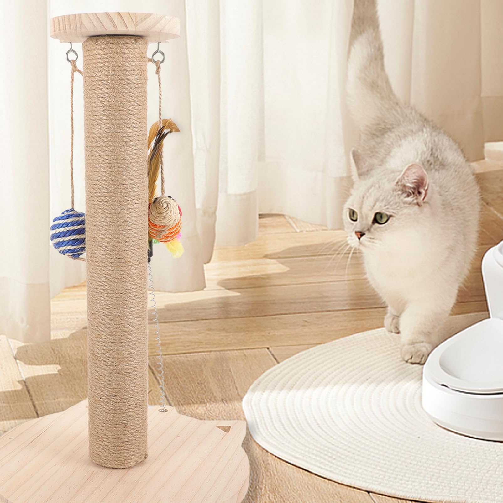 FRCOLOR De Gato Vertical De Natural De Casa para Gatos Juguete Interactivo con Teaser Diseño Seguro y Cómodo De Limpiar y Mantener