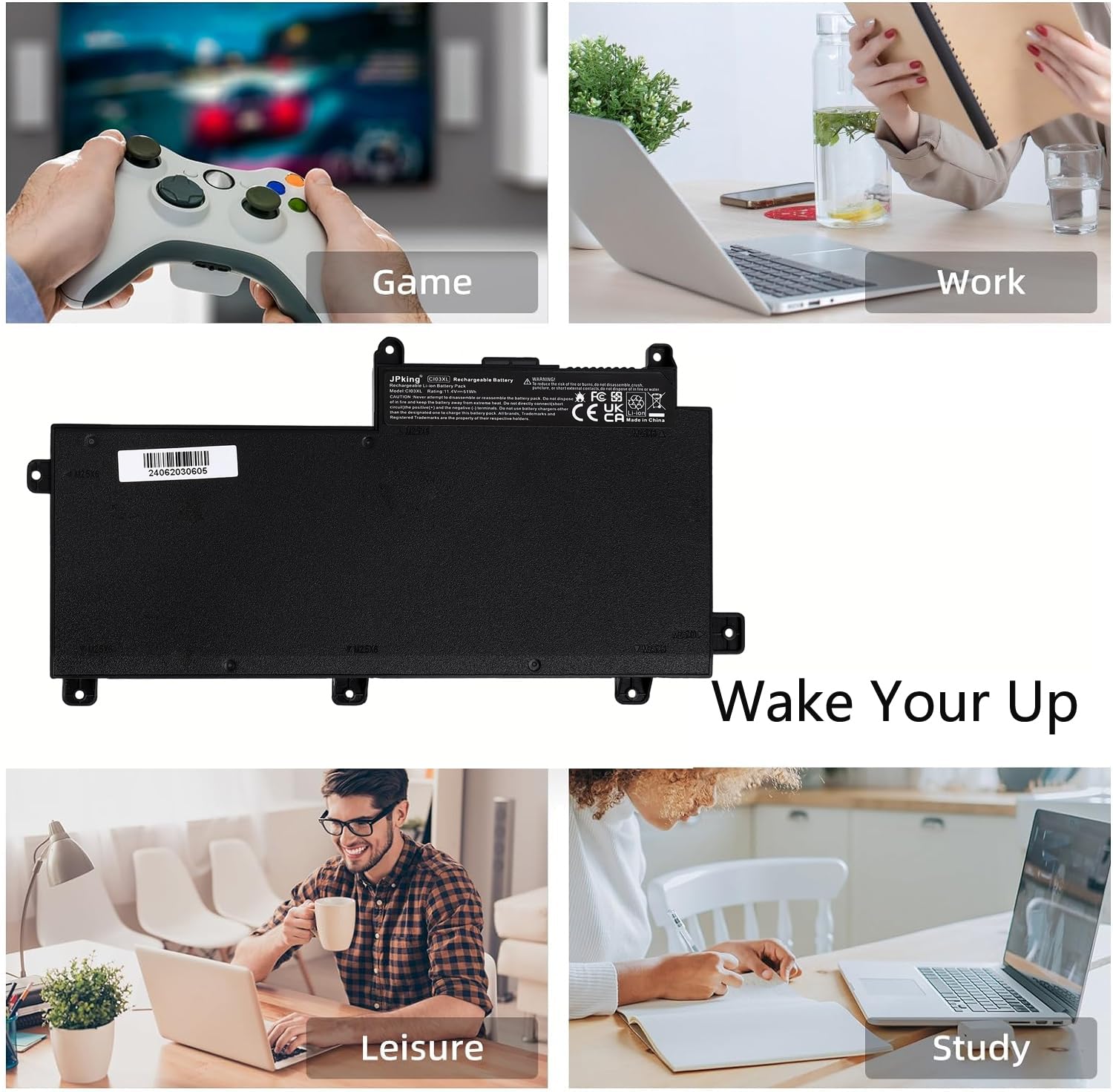 Batterie KHlove CI03XL 51Wh 11,4V Pour HP ProBook 640 645 650 655 G2 G3 - Remplacement Compatible T7B31AA HSTNN-UB6Q 801554-001