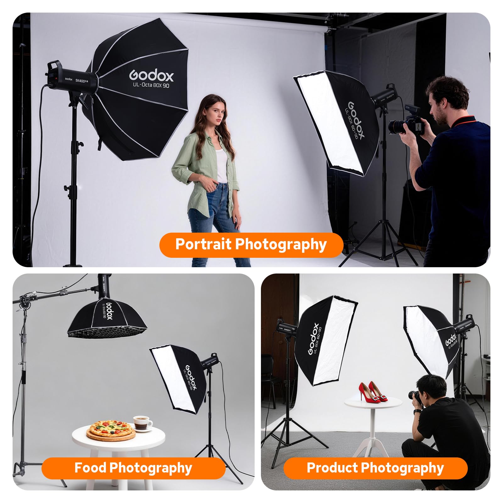 Godox SK400III-V 400Ws Studio Flash Strobe,GN65 5700K Professionelles Monolicht，Drahtloses X-System, 10W LED-Modellierlampe, 0,1-1,5s Recycle, SK400IIIV Bowens Mount Strobe Licht für Fotografie