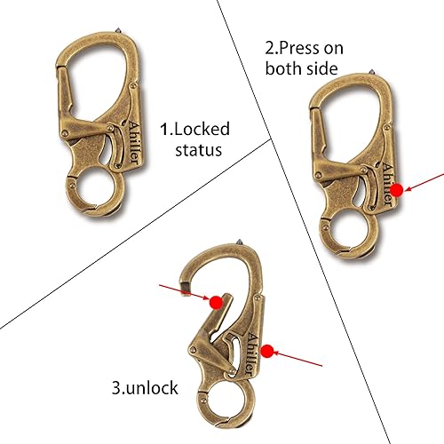 Miniatura 5 de Ahiller Mosquetón Llavero con Clip, Diseño de Doble Cierre - Punta de Acero Tungsteno, Herramientas Multifuncionales para Acampar, Senderismo,