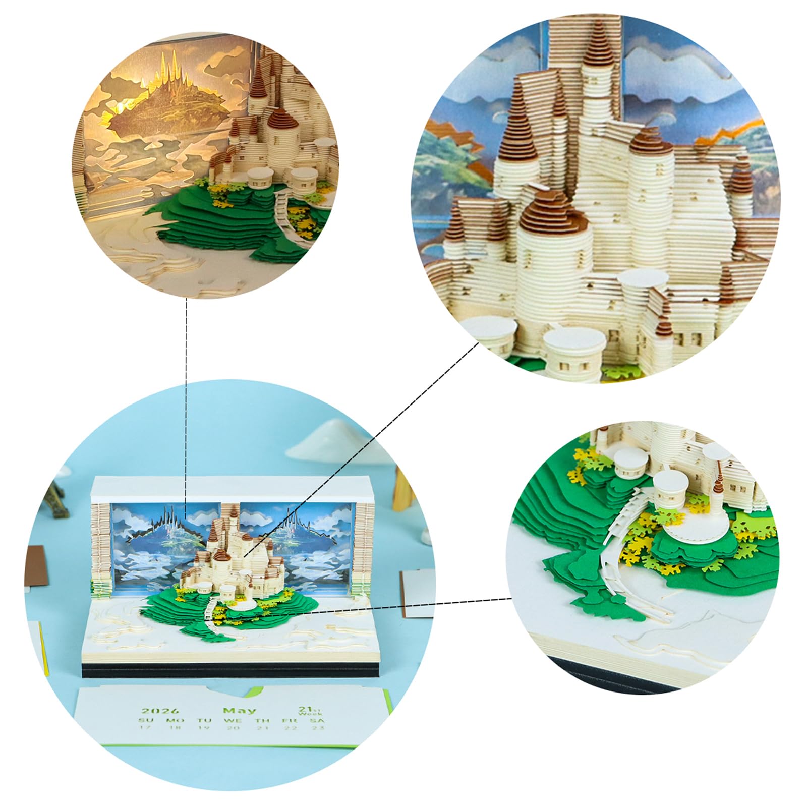 Calendario da tavolo portatile Heaven Alcazar alimentato a batteria illuminato per uso notturno Calendario cartaceo speciale