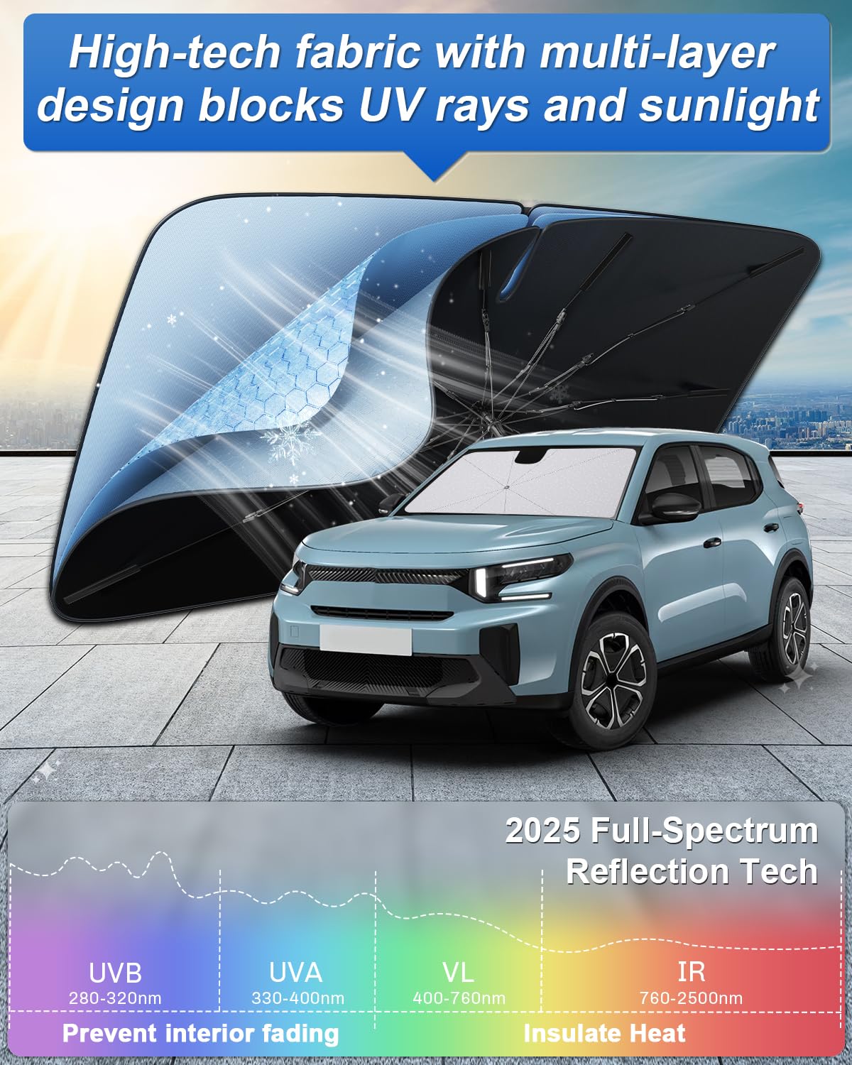 Parasol Pare-brise Fiat Tipo Cross SHAOHAO Compatible Avec Fiat Tipo Cross 2016-2025 Parasol Pare-Brise Parasol Pare Brise Fiat Tipo Cross