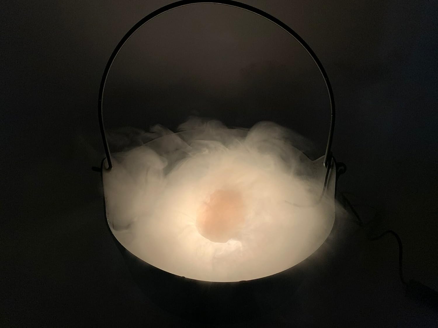 Witches FULL SIZE 9" Bubbling Black Cauldron with WIRE handle | Spooky Mystic WHITE Fogger | Great for Halloween Decor, Parties, Trick or Treat Candy Bucket | extra discs available