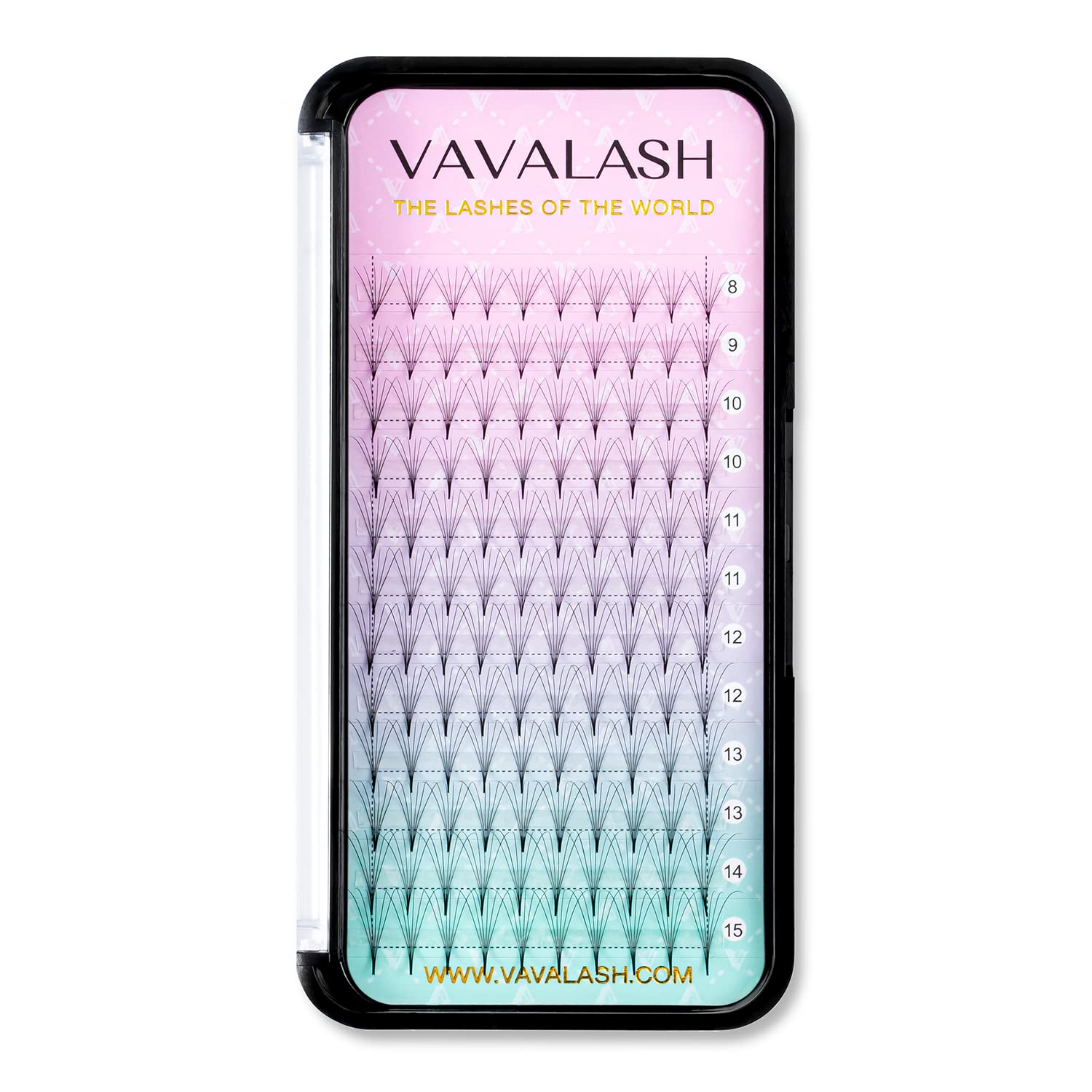 Eyelash Extensions 3D 4D 5D 6D 8D 9D 10D Thickness 0.07/0.1 C/D Curl Eyelashes Middle Stem & Long Stem Heat Bonded Premade Fans Russian Volume Lash Extensions Supplies (Middle Stem 6D-0.07-C-15mm)