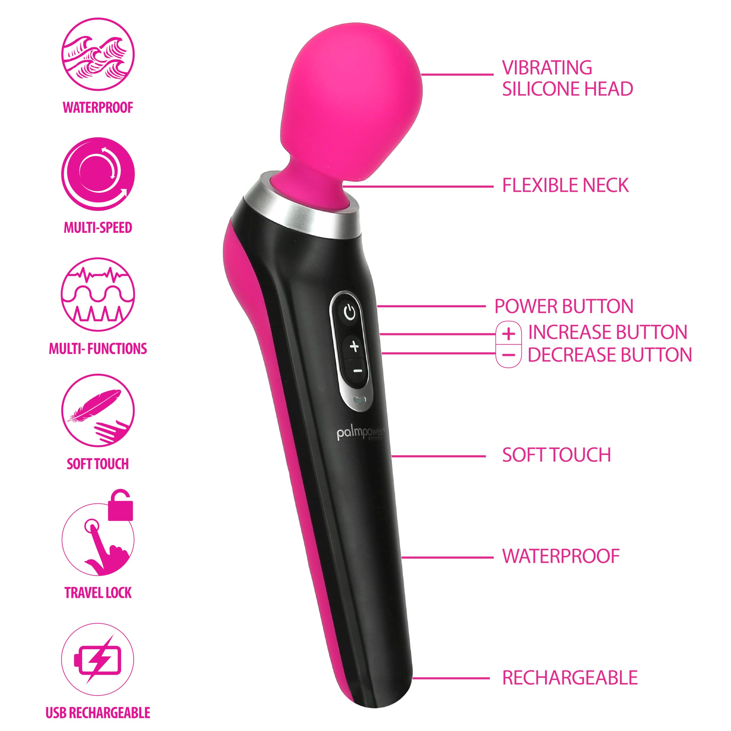 Amazon.com: PalmPower Extreme Vibrator, Powerful Waterproof Cordless  Massager, Angled Head, Multi-Speed & Patterns, USB Rechargeable,  PowerBullet Motor, Personal Massager for Women : Health & Household