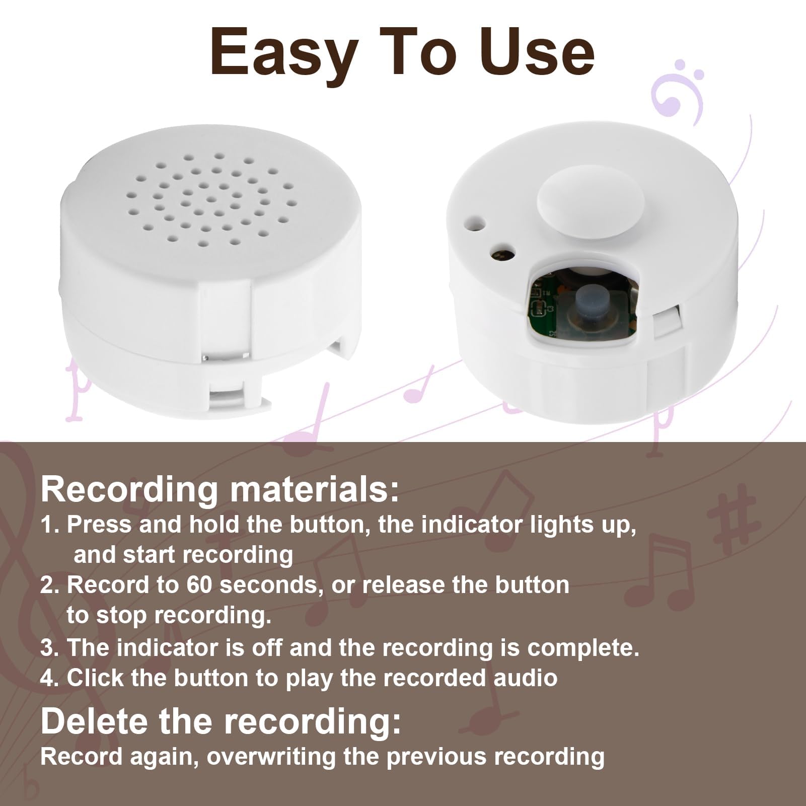 2 Pack 60 Second Voice Recorder for Ted dy Talking Tins Voice Recorder - Image 3