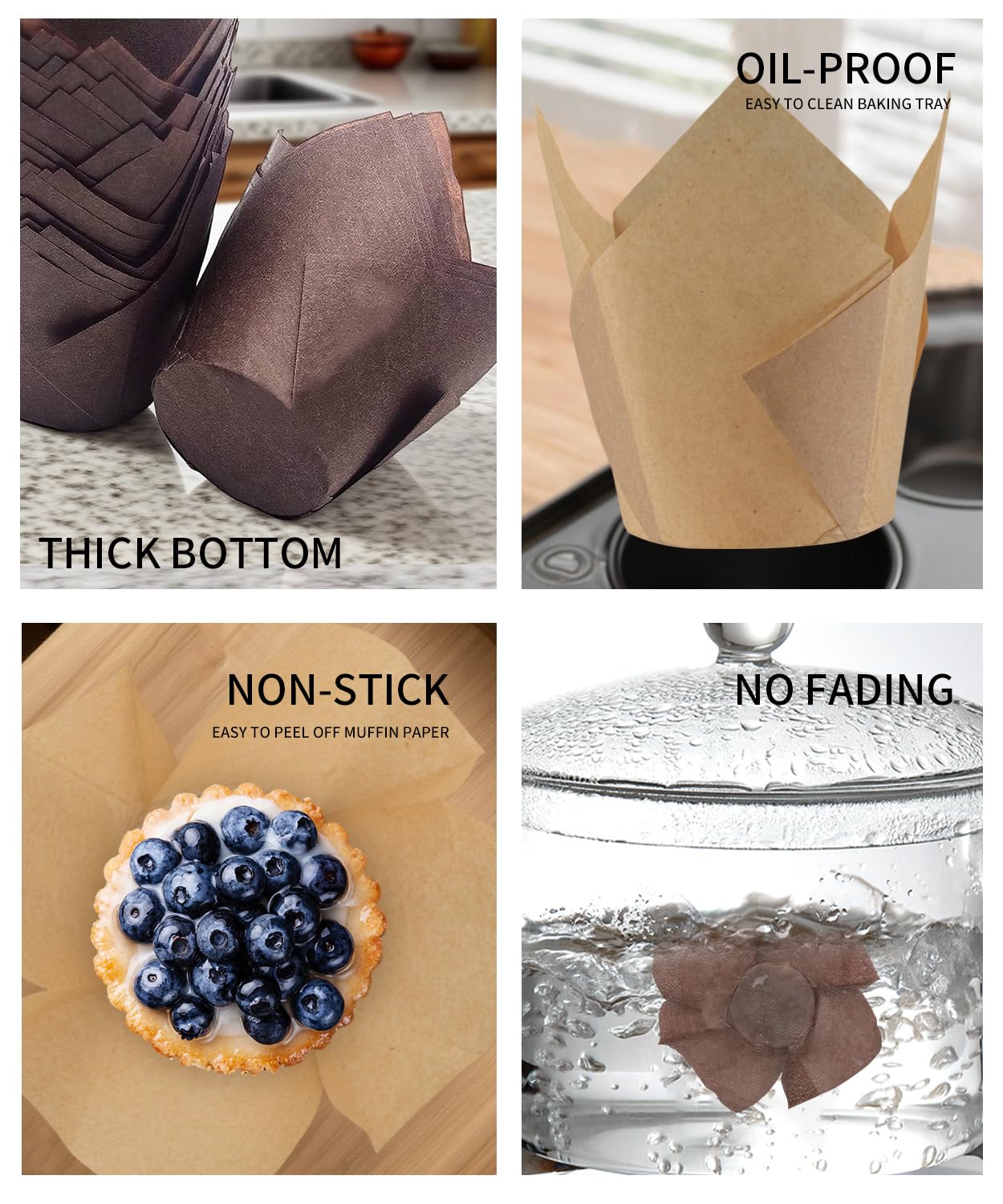 Caissette Muffins Papier Tulipe200 Pièces StandardNaturel