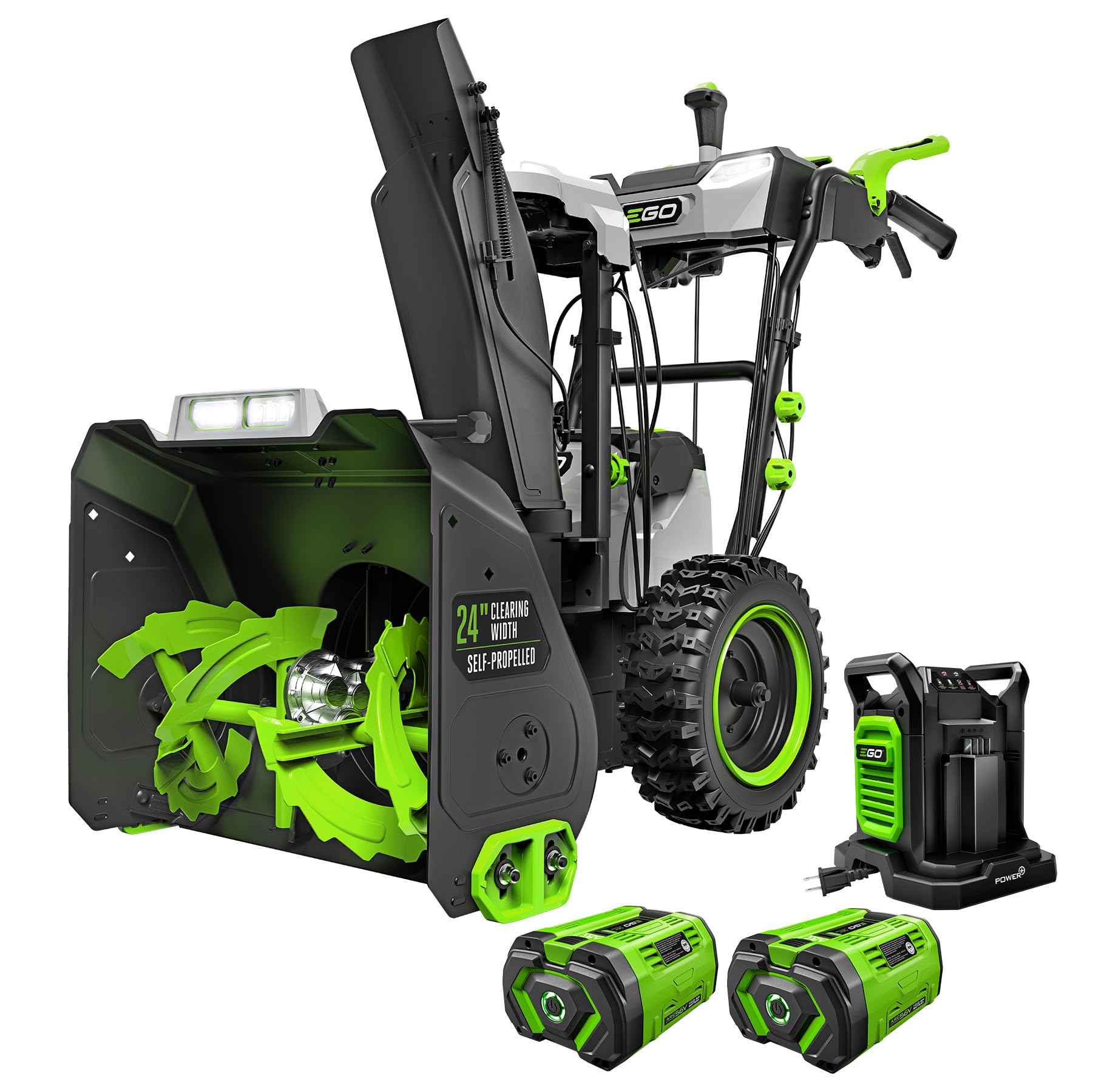 EGO Power+ 24" Electric Snow Blower, Cordless Self-Propelled 2-Stage XP, Includes (2) 56 V 10.0Ah Batteries and Dual Port Charger - SNT2416