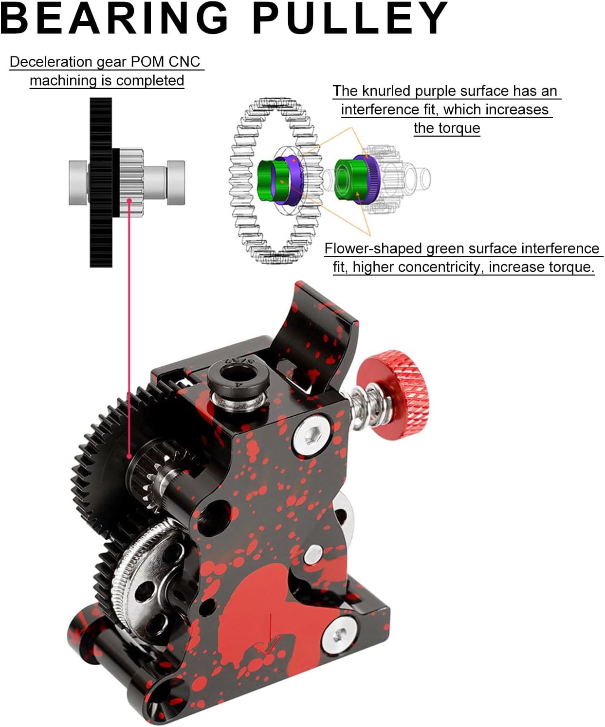 アップグレードされたLITE 2.0ダブルギア押出機ハードスチールレイニングギアCR10/CR10S用の高速モーターは、精度高効率押