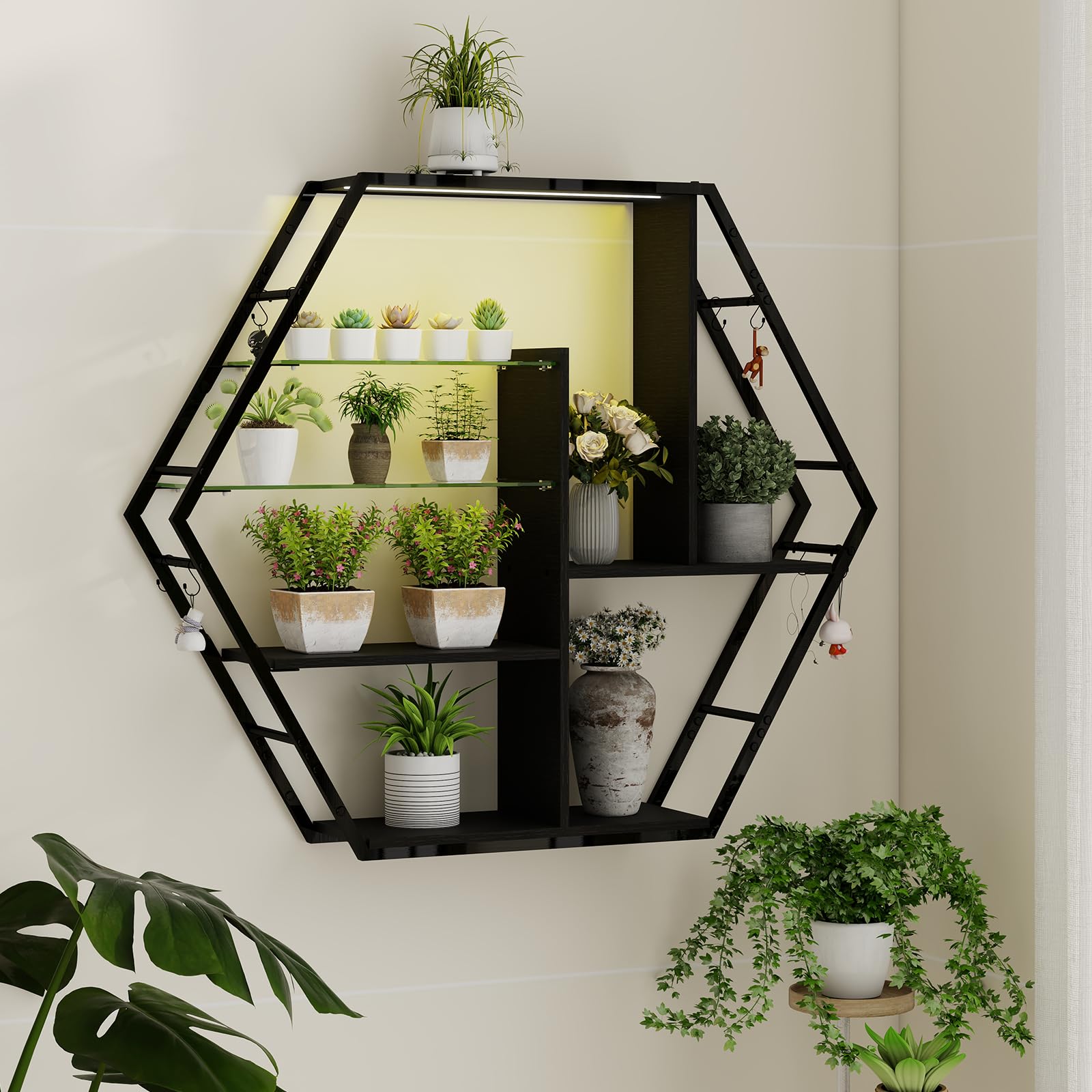 YU YUSING Mensole da Muro con 7 Colori RGB, Scaffale da Parete, Espositore