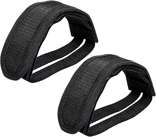 1 Pair Bike Pedal Straps, Adjustable Bicycle Toe Clips Straps, Black Anti-Slip Double Adhesive Bicycle Feet Straps, Bike Pedals with Straps, Universal Bicycle Pedal Straps for Exercise Bike