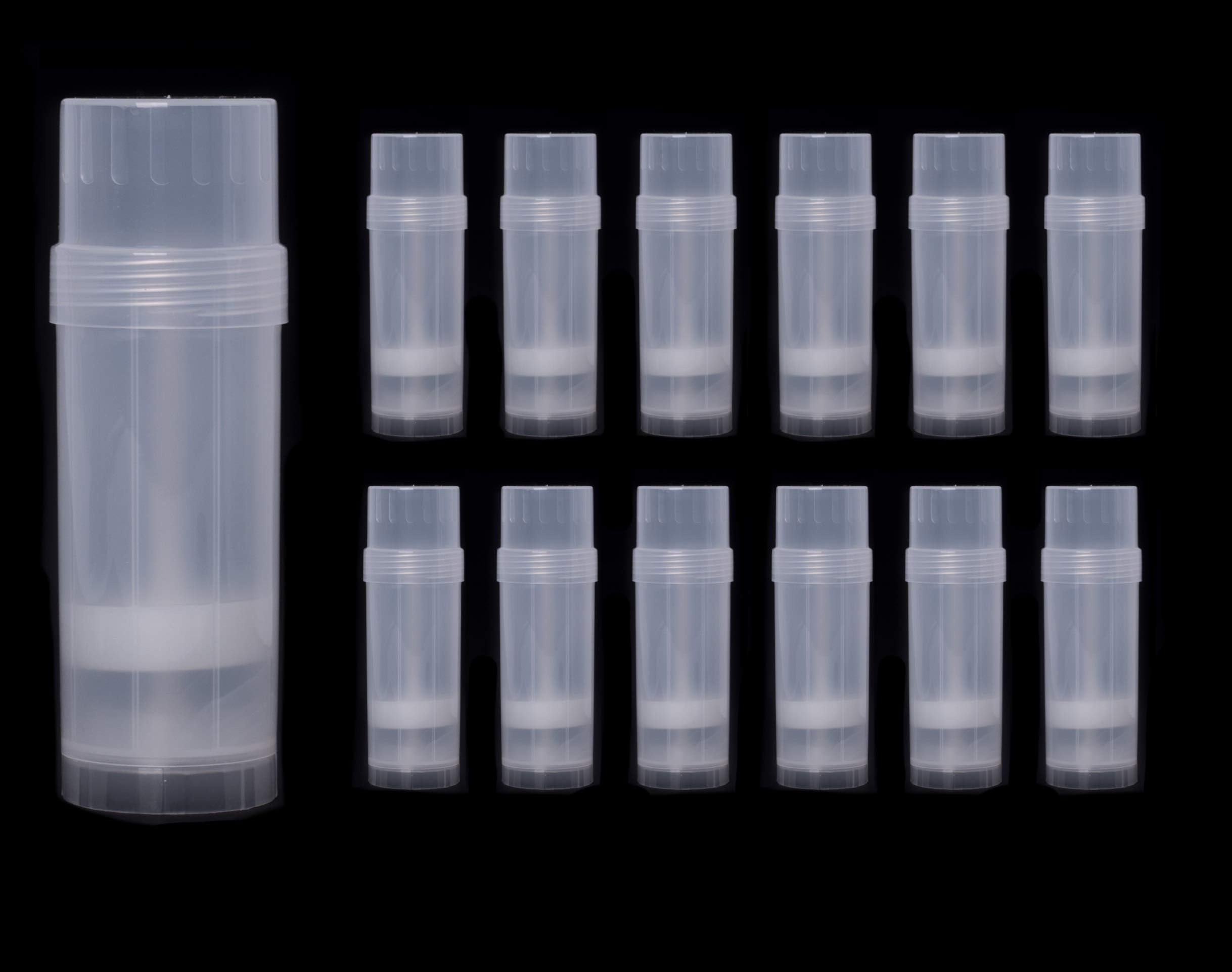 Empty Deodorant Containers Round (2.2oz, Pack of 12) - BPA Free Clear Plastic, Small Size Great for Carry-On Travel, DIY Make Your Own Deodorant, Lip Balm, Lotion Bar, Moisturizer, Heel Balm,Sunscreen