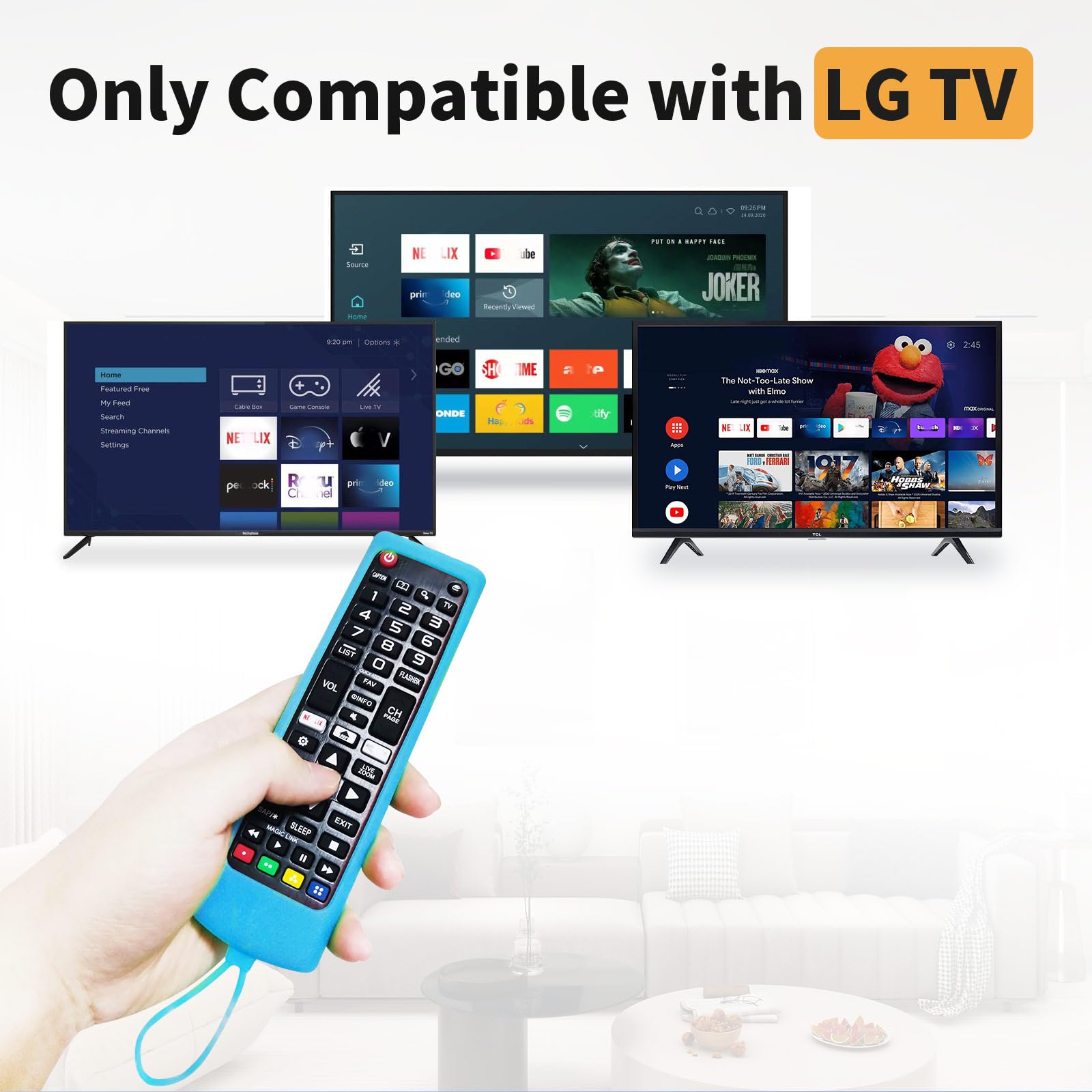 Paquete de 3 controles remotos de repuesto para LG TV con cubierta protectora de silicona antipérdida y gancho, universal para LG todos los televisores inteligentes LCD LED, HDTV, UHD, OLED 3D 4K