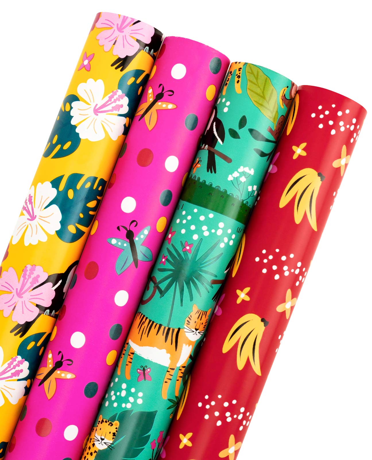 WRAPAHOLIC Animal Wrapping Paper Roll - Tigers in the Jungle Design Perfect for Party, Celebrating, Baby Shower Present Packing - 4 Rolls - 30 inch X 120 inch Per Roll