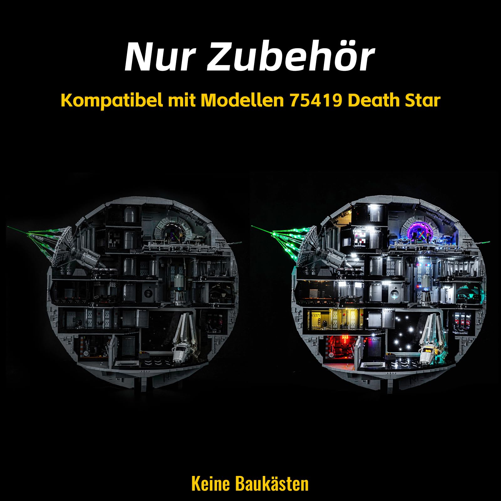 Kit de iluminación remota BrickBling compatible con Lego Death Star 75419 (sin modelo), kit de iluminación LED compatible con juguetes creativos Lego Death Star