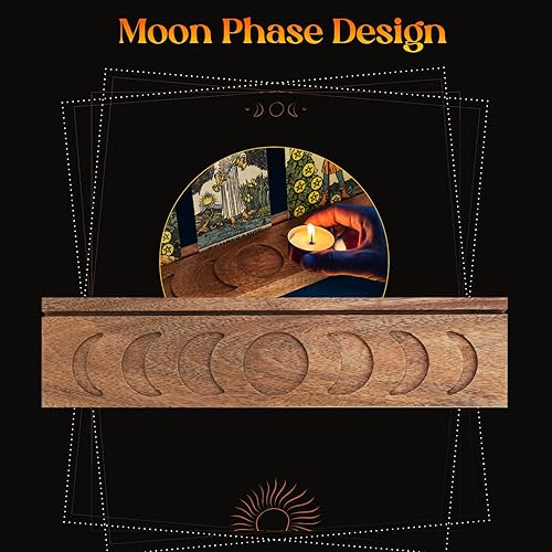 Miniatura 5 de Ceiner Tarot de madera con fase lunar, soporte de bruja para meditación Oracle Lenormand, exhibición de tarjetas de afirmación diaria, accesorios de