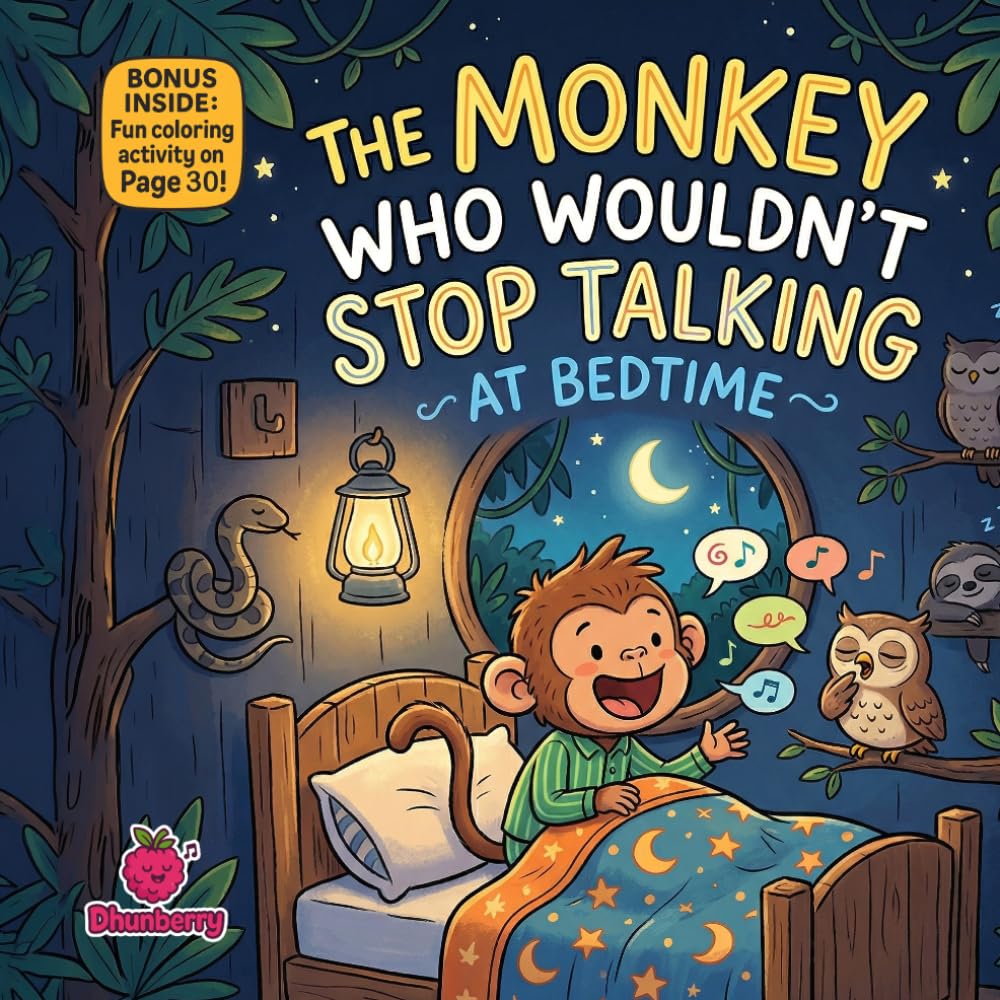The Monkey Who Wouldn’t Stop Talking at Bedtime: A Funny Bedtime Rhyming Picture Book About Sleep, Stories, and a Very Chatty Monkey